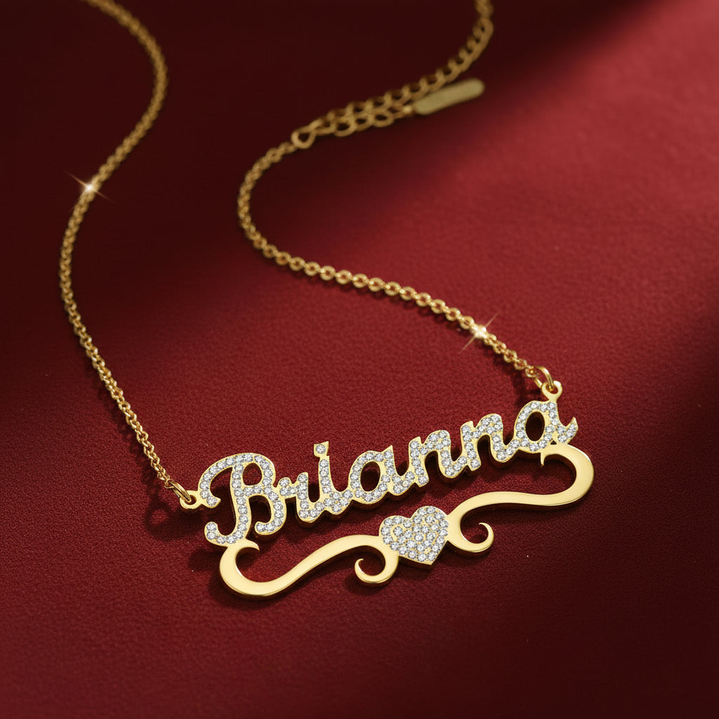 Iced Heart Name Necklace