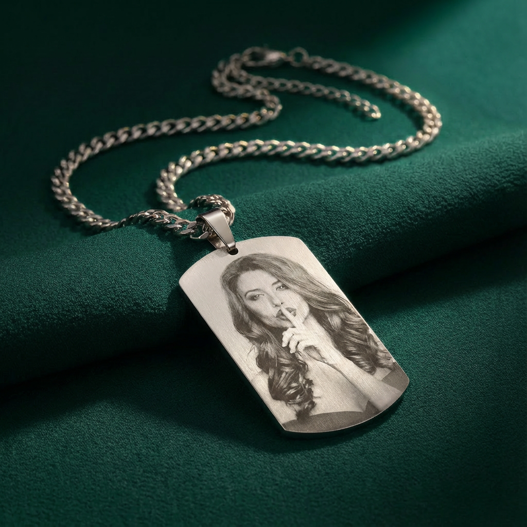 Men’s Military Style Custom Photo Necklace